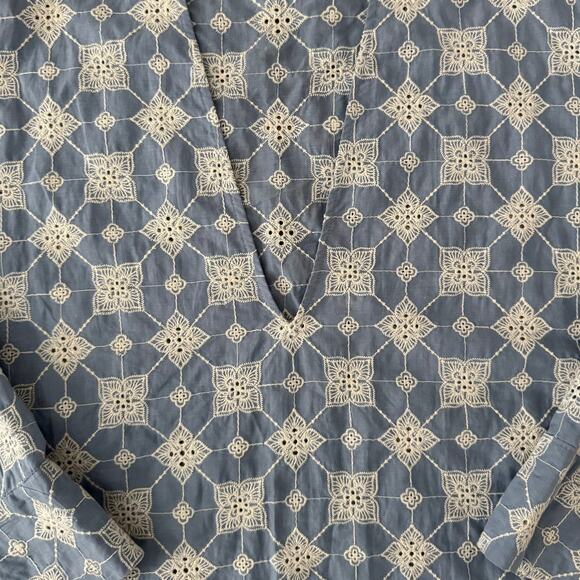 Zara Floral Embroidered Top Retro V-Neck Long-Sleeved high low top cotton small - Picture 14 of 16